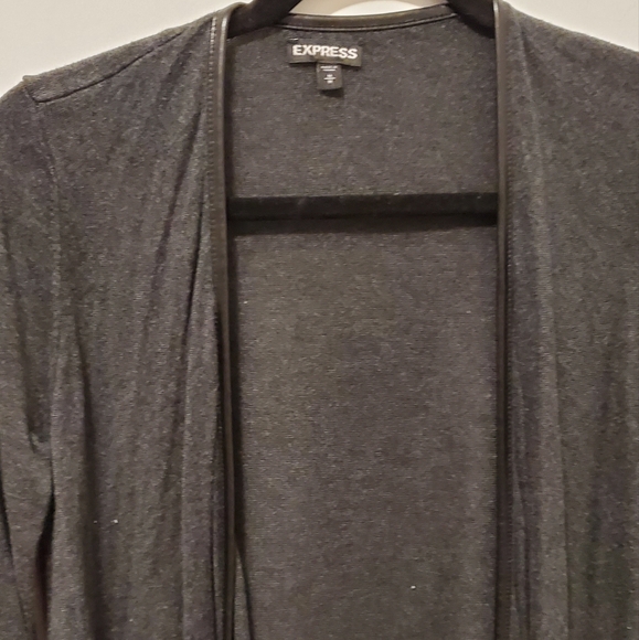 4/$30 π€ charcoal cardigan with faux leather detail - sz med - Picture 4 of 8